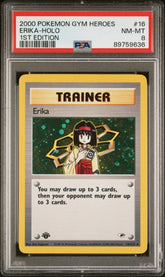 Pokemon - PSA 8 Erika Holo 16/132 1st Edition Gym Heroes - Mega Cash Sydney