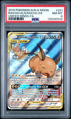 Pokémon - PSA 8 - Raichu & Alolan Raichu GX 221/236 - Unified Minds - Mega Cash Sydney