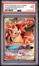 Pokémon - PSA 9 Charizard & Braixen Gx 22/236 Cosmic Eclipse - Mega Cash Sydney