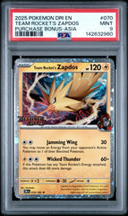 Pokémon - PSA 9 Team Rocket’s Zapdos 070/182 Destined Rivals Stamp Asia Promo - Mega Cash Sydney
