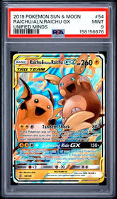 Pokémon - PSA9 Raichu & Alolan Raichu Gx 54/236 - Mega Cash Sydney