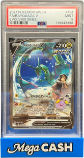 Pokémon - Rayquaza v 194/203 PSA 9 - Mega Cash Sydney