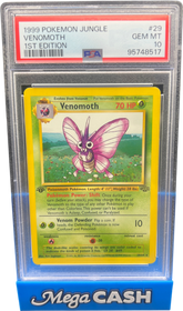 PSA 10 1ST EDITION VENOMOTH NON HOLO 29/64 - Mega Cash Sydney