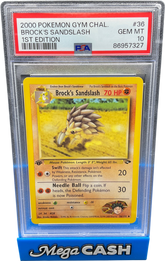 PSA 10 BROCK’S SANDSLASH 1st EDITION 36/132 - Mega Cash Sydney