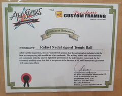 RAFAEL NADAL - ALL STARS MEMROBILIA - SIGNED TENNIS BALL IN FRAME - Mega Cash Sydney
