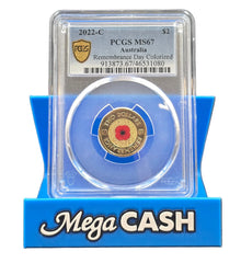 2022-C PCGS MS67 Remembrance Day Colorized - Red Poppy Coloured $2 Coin