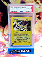 Pokemon 2003 Raikou 28/144 Reverse Holo Skyridge PSA 8