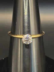 Diamond Solitare Dress Ring 14ct Gold with Valuation Certificate - Size R