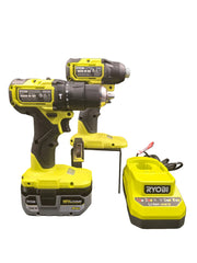 Ryobi 18v Hammer Drill + Impact Driver Kit With 4.0ah Battery & Charger -