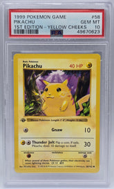 Pokemon - PSA 10 1st Edition Pikachu 58/102 Yellow Cheeks Pokemon Base Set