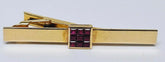 Men's 18k Yellow Gold Tie Pin with Nine Square Natural Rubies - Value= $5,300