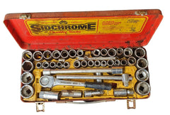 SIDCHROME - 40 Piece Combination Socket Set - 1/2" Square Drive - Vintage - Mega Cash Sydney