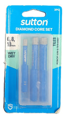 Sutton Tools 6, 8, 10mm Diamond Core 3pc Set - Mega Cash Sydney