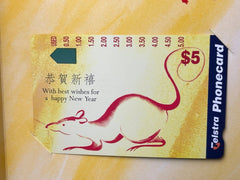 Telstra $5 Phonecard “Year Of The Rat” Card - Mega Cash Sydney