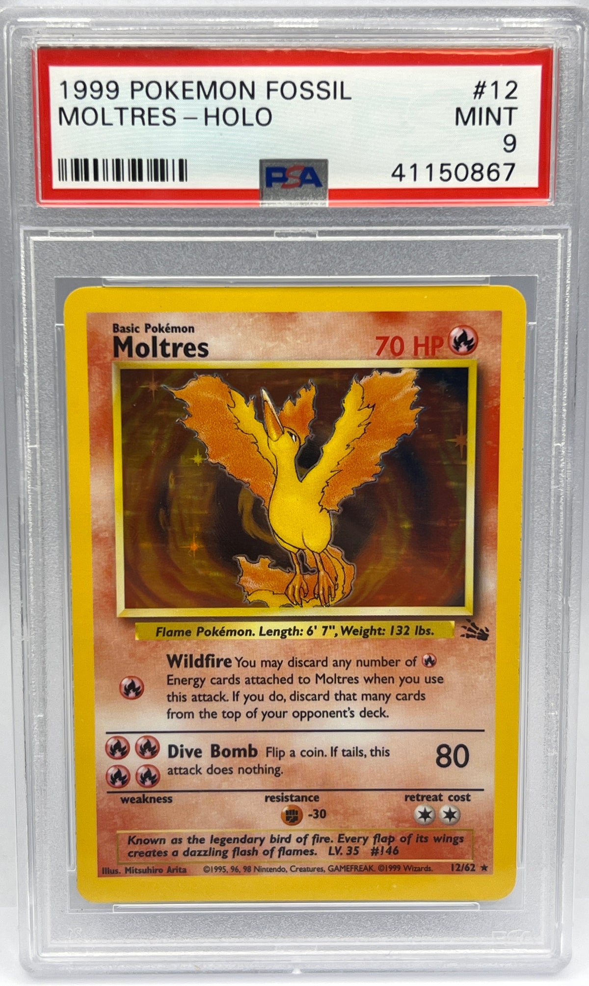 Pokémon - Moltres Holo 12/62 Fossil PSA 9