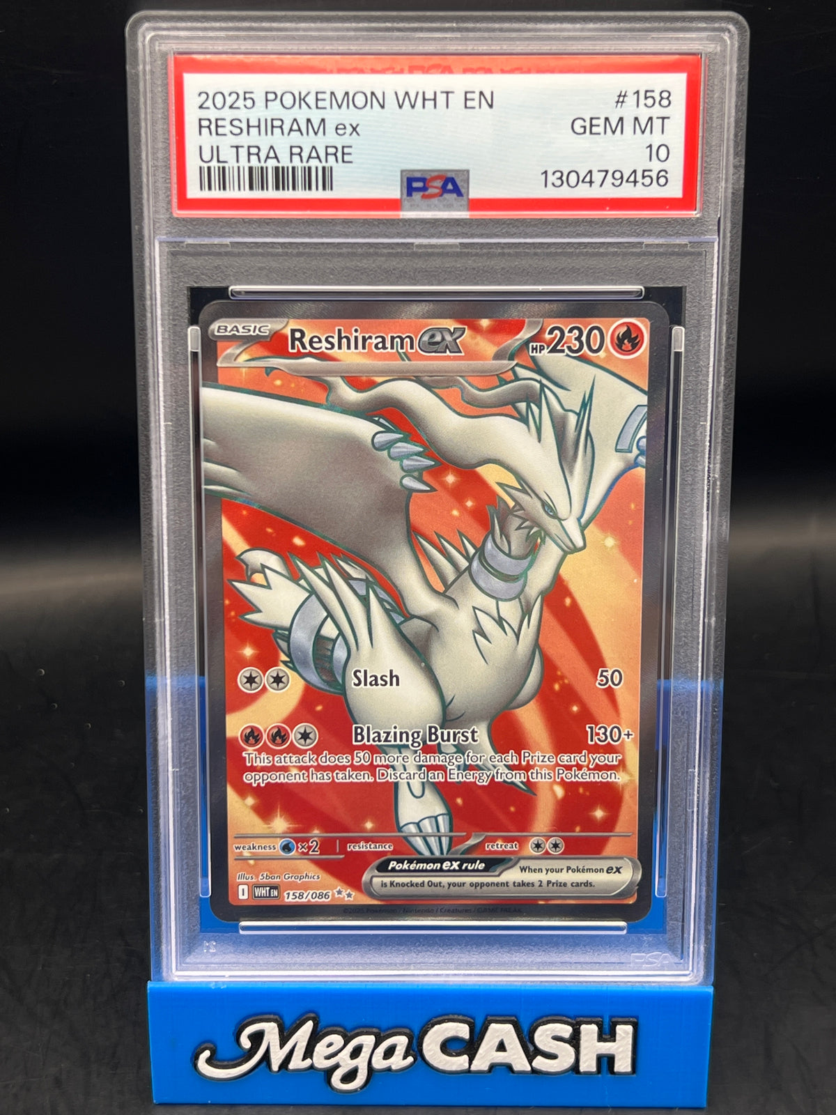 PSA 10 Reshiram Ex 158/086 White Flare