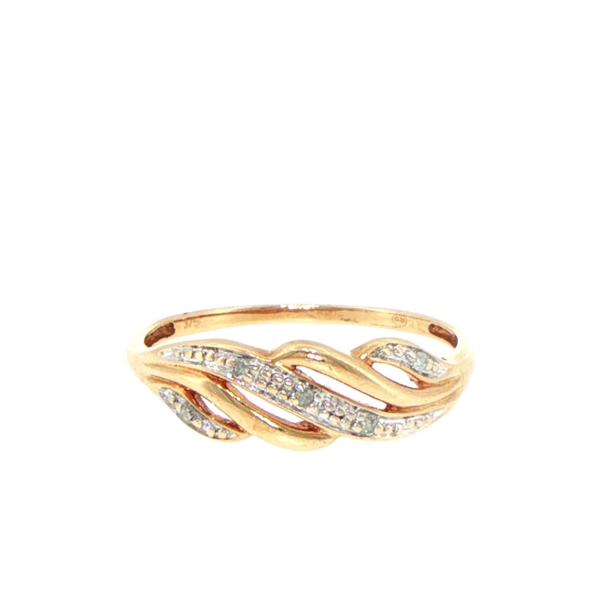 9ct Yellow Gold Twisted Diamond Band Ring