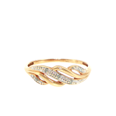 9ct Yellow Gold Twisted Diamond Band Ring