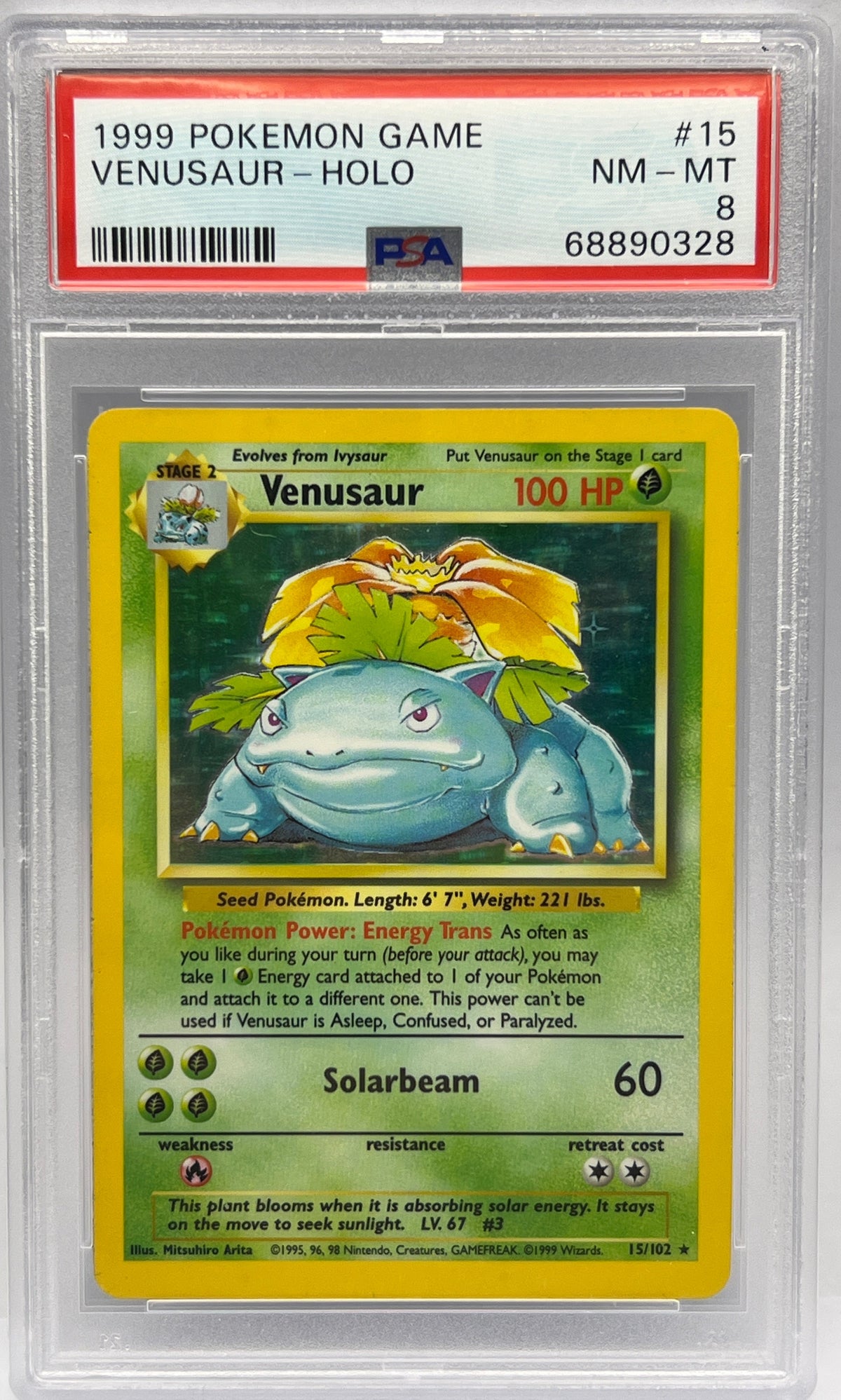 Pokémon - Venusaur Holo 15/102 Base Set Unlimited PSA 8