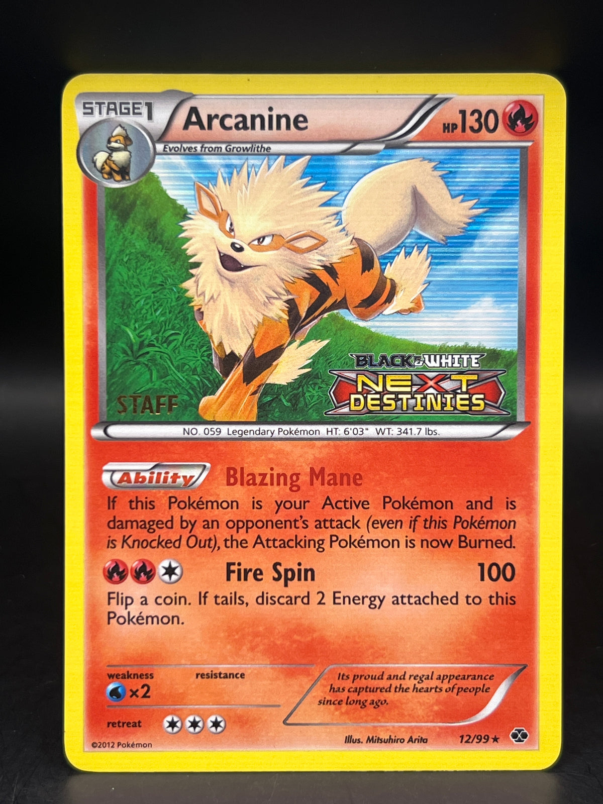 Arcanine 12/99 Staff Promo Black & White Next Destines