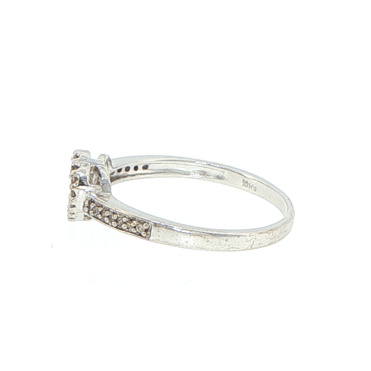 10ct Diamond Open Heart Stackable Ring in White Gold - Mega Cash Sydney