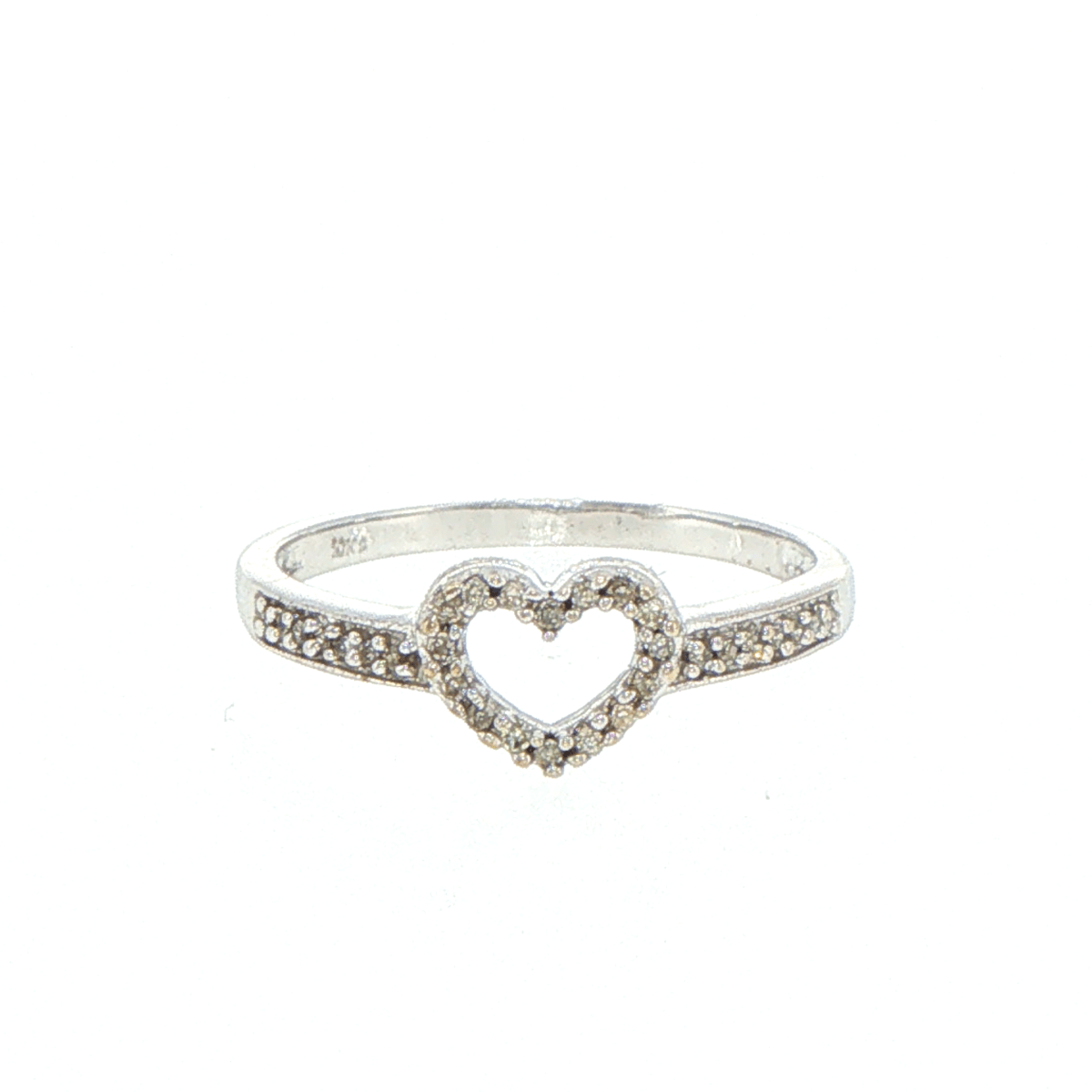 10ct Diamond Open Heart Stackable Ring in White Gold - Mega Cash Sydney