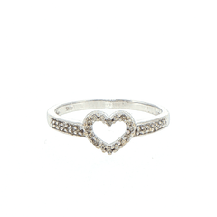 10ct Diamond Open Heart Stackable Ring in White Gold - Mega Cash Sydney