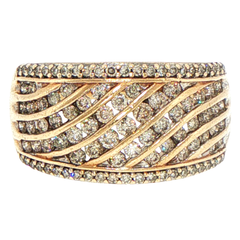 10ct Rose Gold Diamond Wavy Multi-Row Wide Band Ring - Mega Cash Sydney