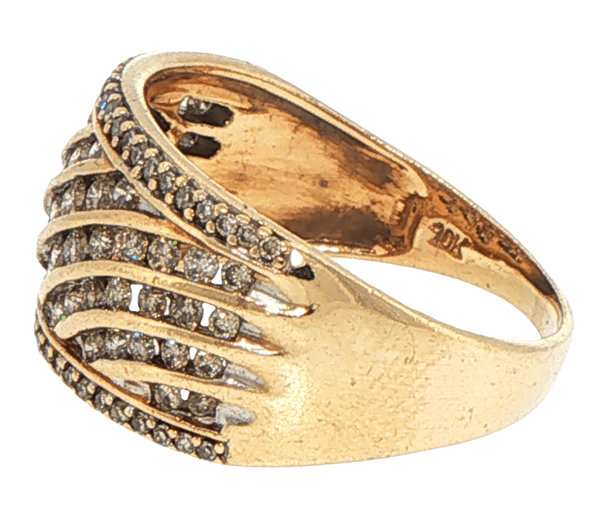 10ct Rose Gold Diamond Wavy Multi-Row Wide Band Ring - Mega Cash Sydney