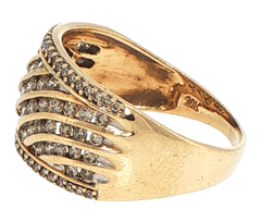 10ct Rose Gold Diamond Wavy Multi-Row Wide Band Ring - Mega Cash Sydney