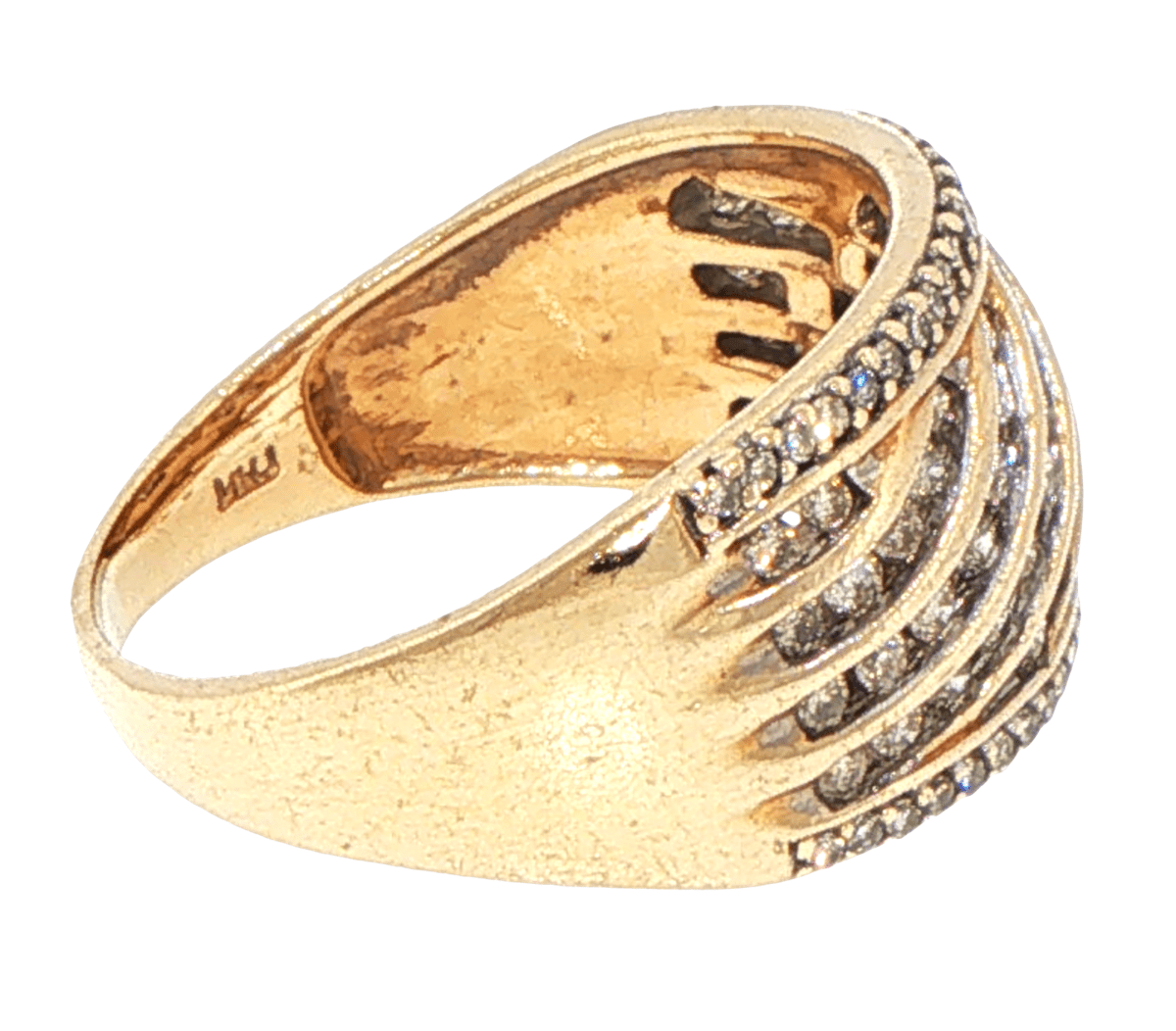10ct Rose Gold Diamond Wavy Multi-Row Wide Band Ring - Mega Cash Sydney
