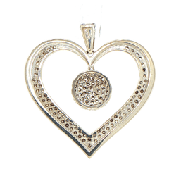 10ct White Gold Diamond Heart Pendant - Mega Cash Sydney