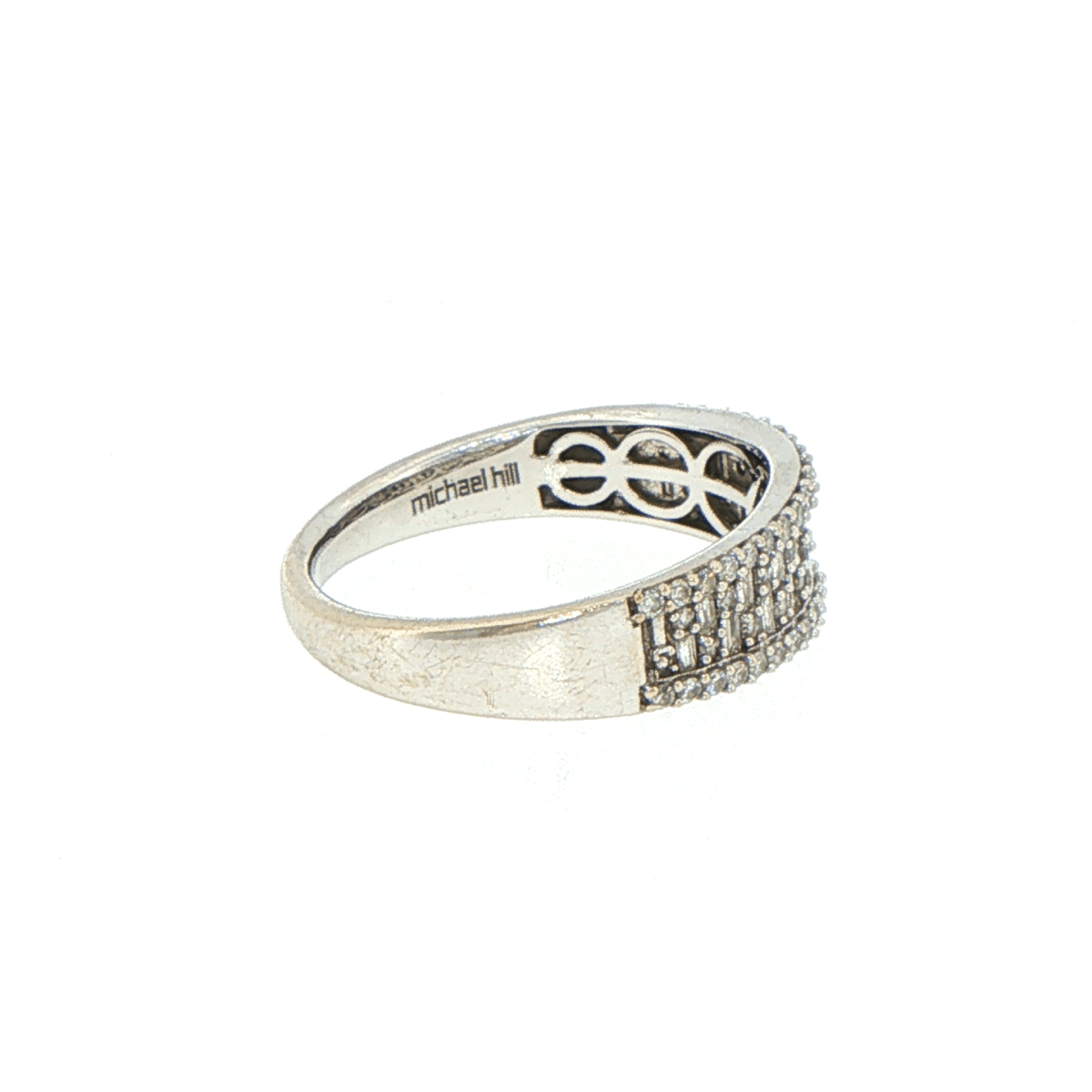 10ct White Gold Multi-Row Baguette and Round Diamond Band Ring - Mega Cash Sydney