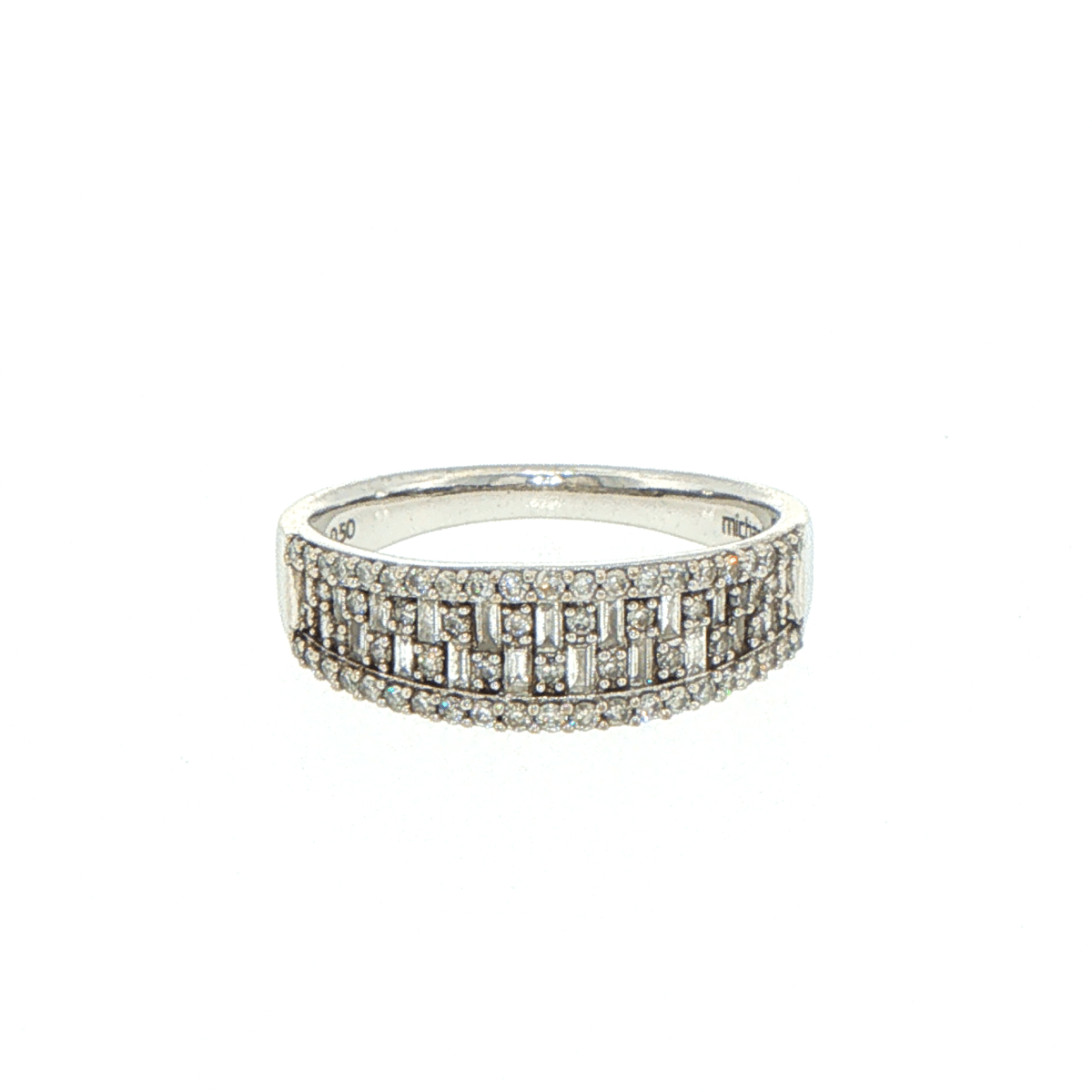 10ct White Gold Multi-Row Baguette and Round Diamond Band Ring - Mega Cash Sydney