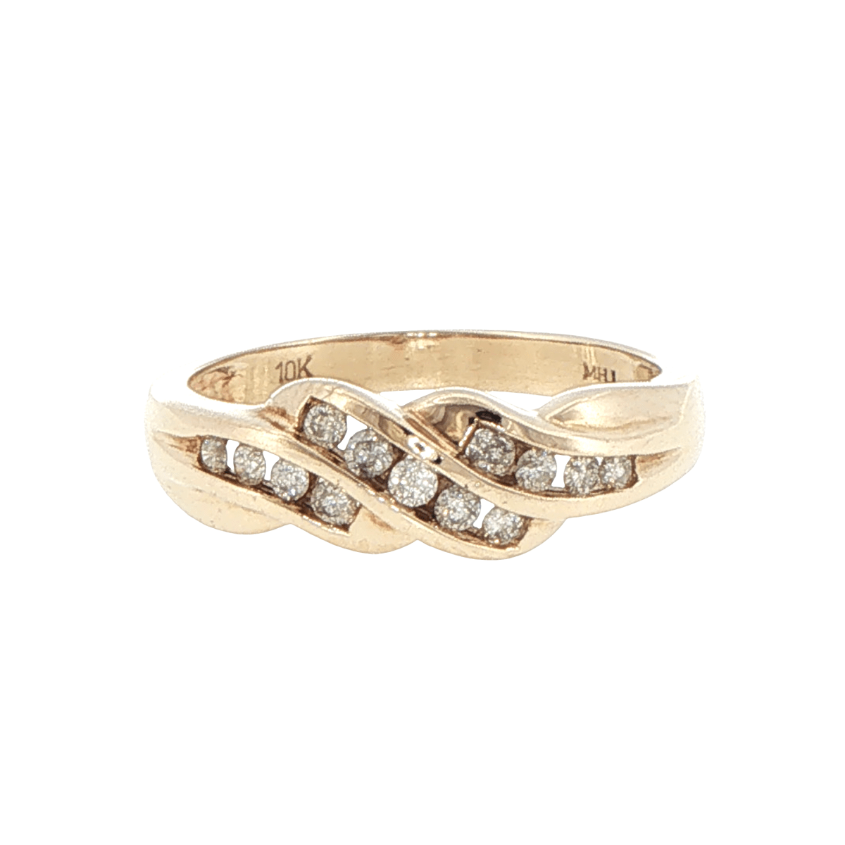 10ct Yellow Gold Diamond Braided Band Ring - Mega Cash Sydney