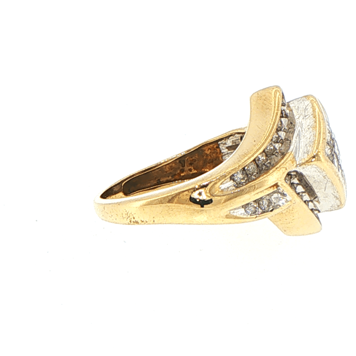 10ct Yellow Gold Diamond Cluster Bypass Ring - Mega Cash Sydney