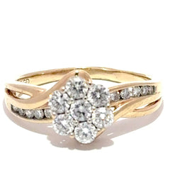 10ct Yellow Gold Diamond Cluster Floral Motif Ring - Mega Cash Sydney