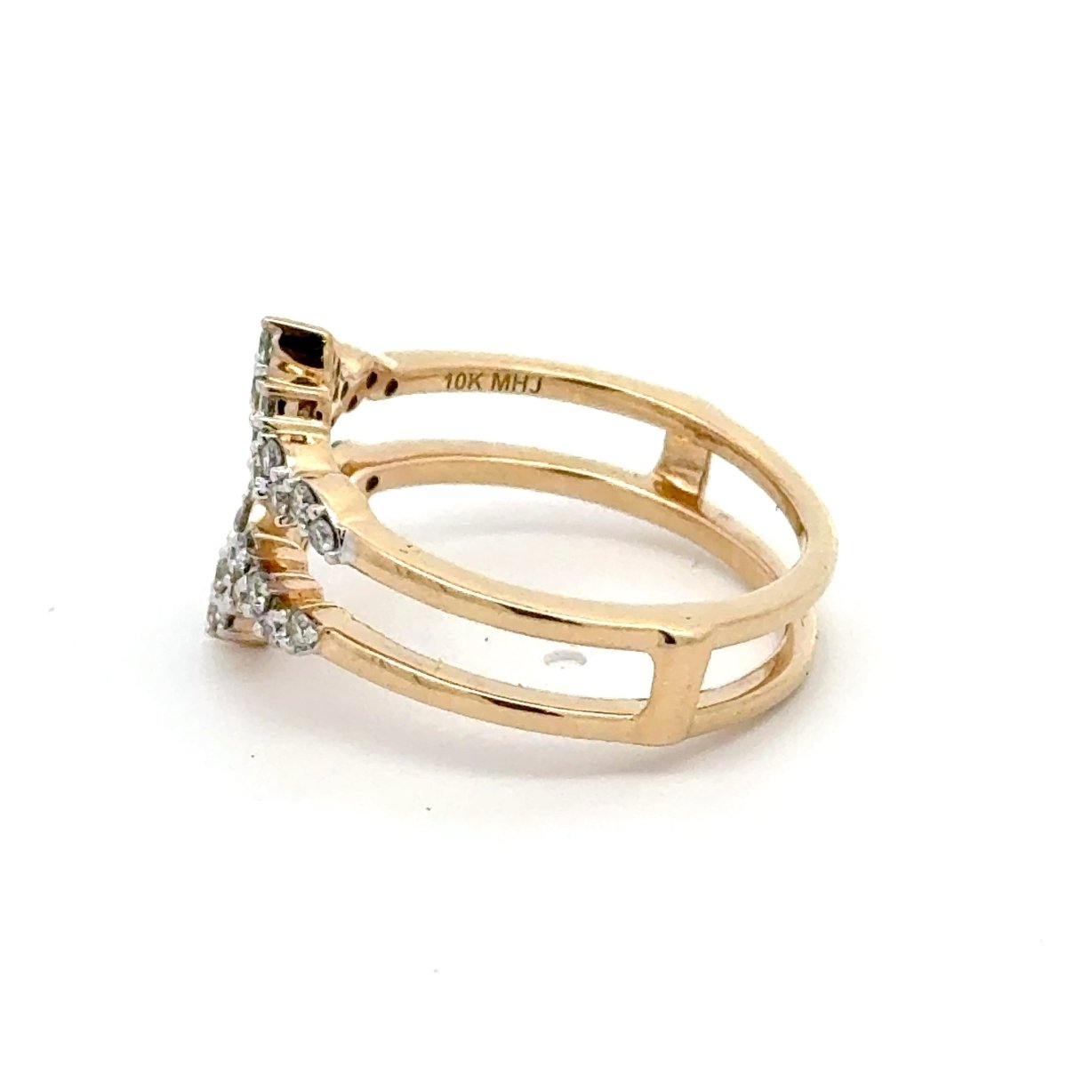 10ct Yellow Gold Diamond Double Chevron Ring Guard - Mega Cash Sydney
