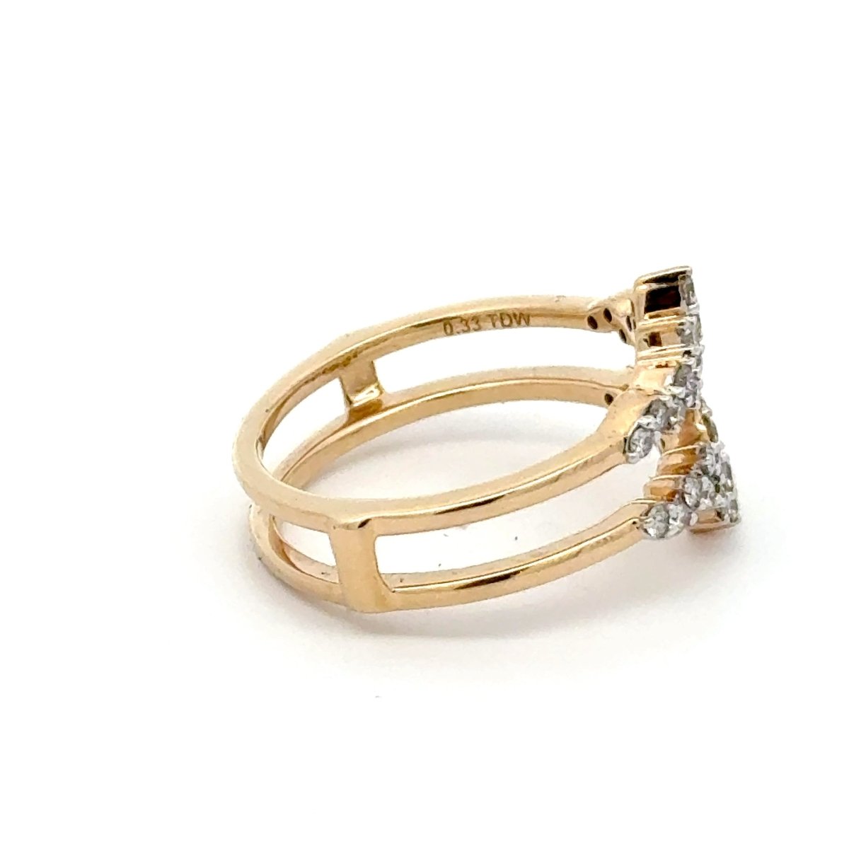 10ct Yellow Gold Diamond Double Chevron Ring Guard - Mega Cash Sydney