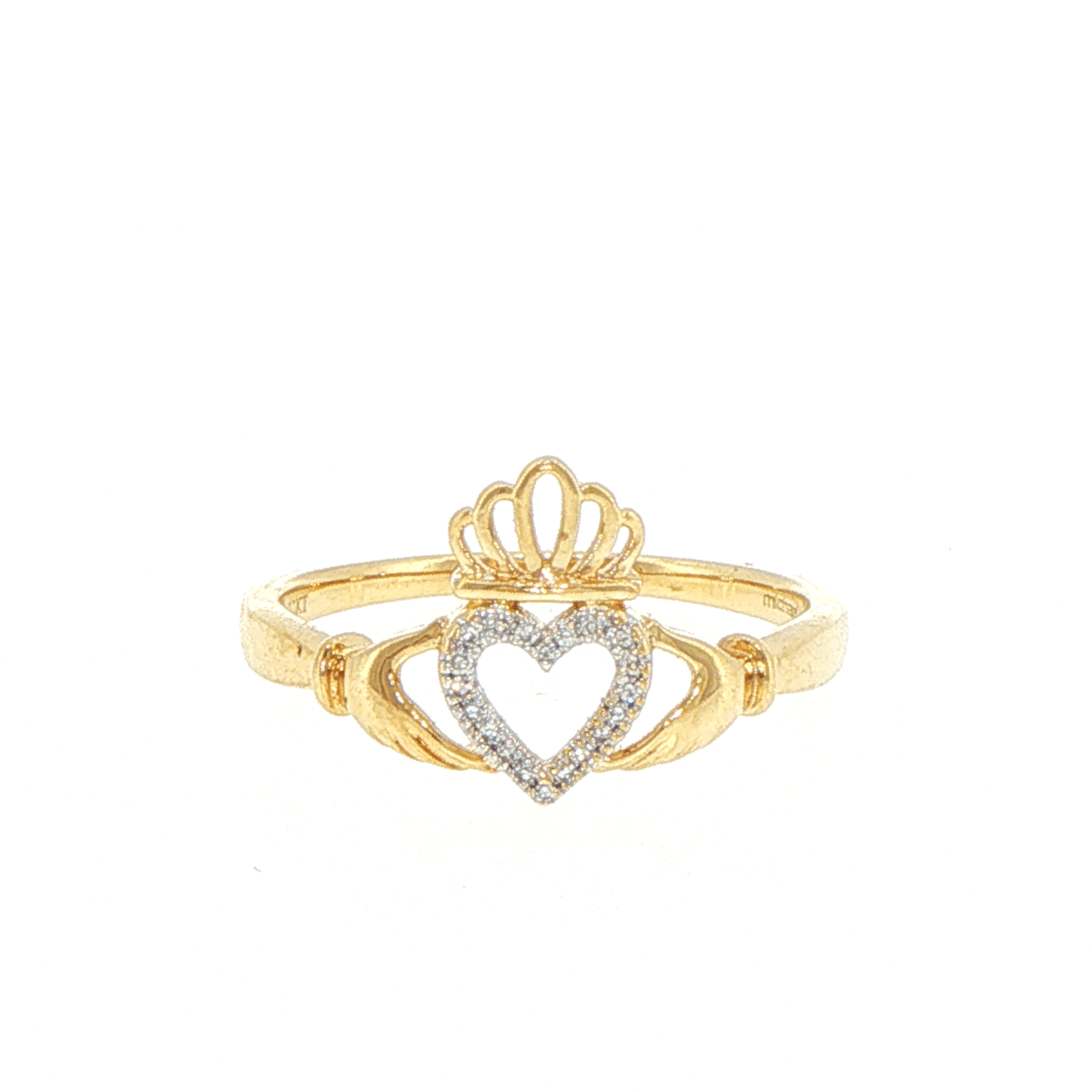 10ct Yellow Gold Diamond Heart Claddagh Ring - Mega Cash Sydney