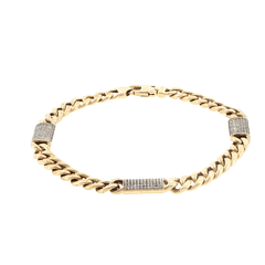 10ct Yellow Gold Diamond Station Curb Chain Bracelet - Mega Cash Sydney