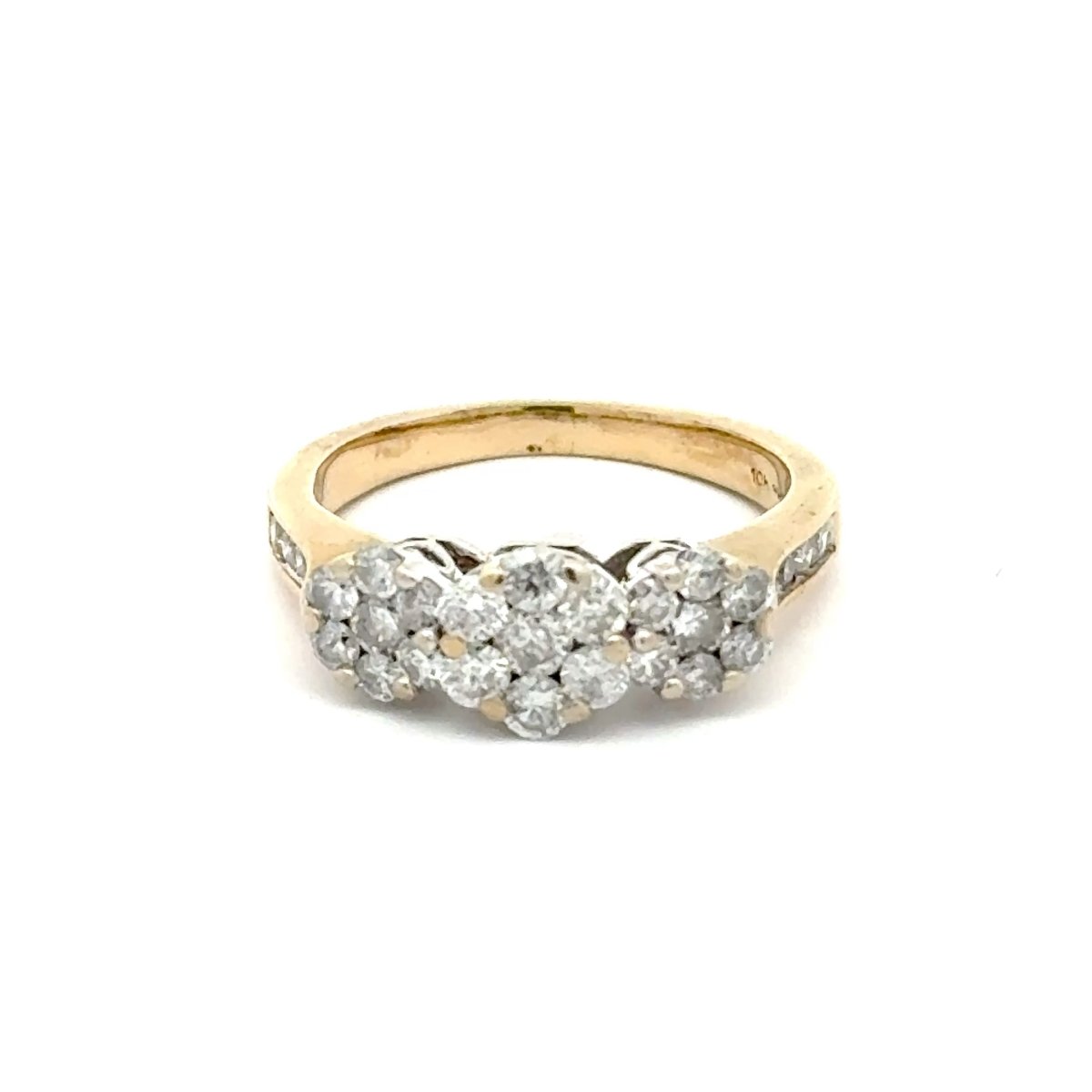 10ct Yellow Gold Diamond Three-Cluster Ring - Mega Cash Sydney