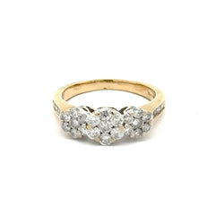 10ct Yellow Gold Diamond Three-Cluster Ring - Mega Cash Sydney