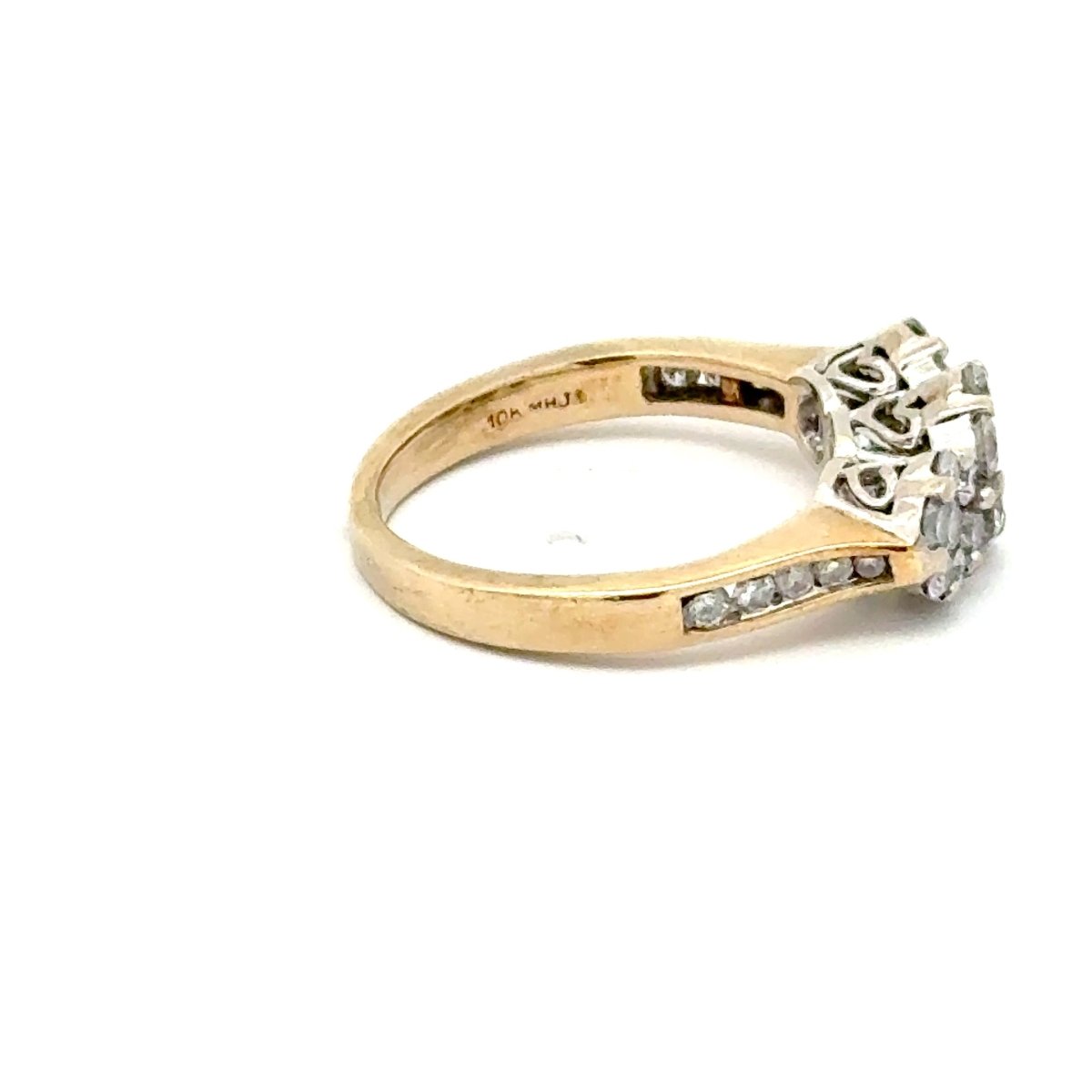 10ct Yellow Gold Diamond Three-Cluster Ring - Mega Cash Sydney