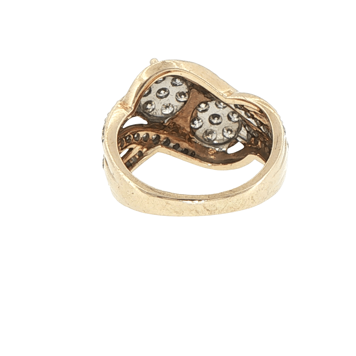10ct Yellow Gold Diamond Twin Cluster Bypass Ring - Mega Cash Sydney