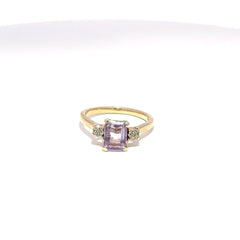 10ct Yellow Gold Emerald-Cut Purple Multistone Ring - Mega Cash Sydney