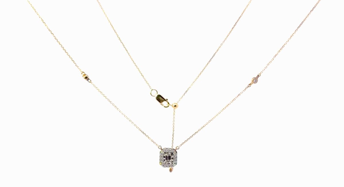 10ct Yellow Gold Moissanite Diamond Cluster Pendant Adjustable Necklace - Mega Cash Sydney