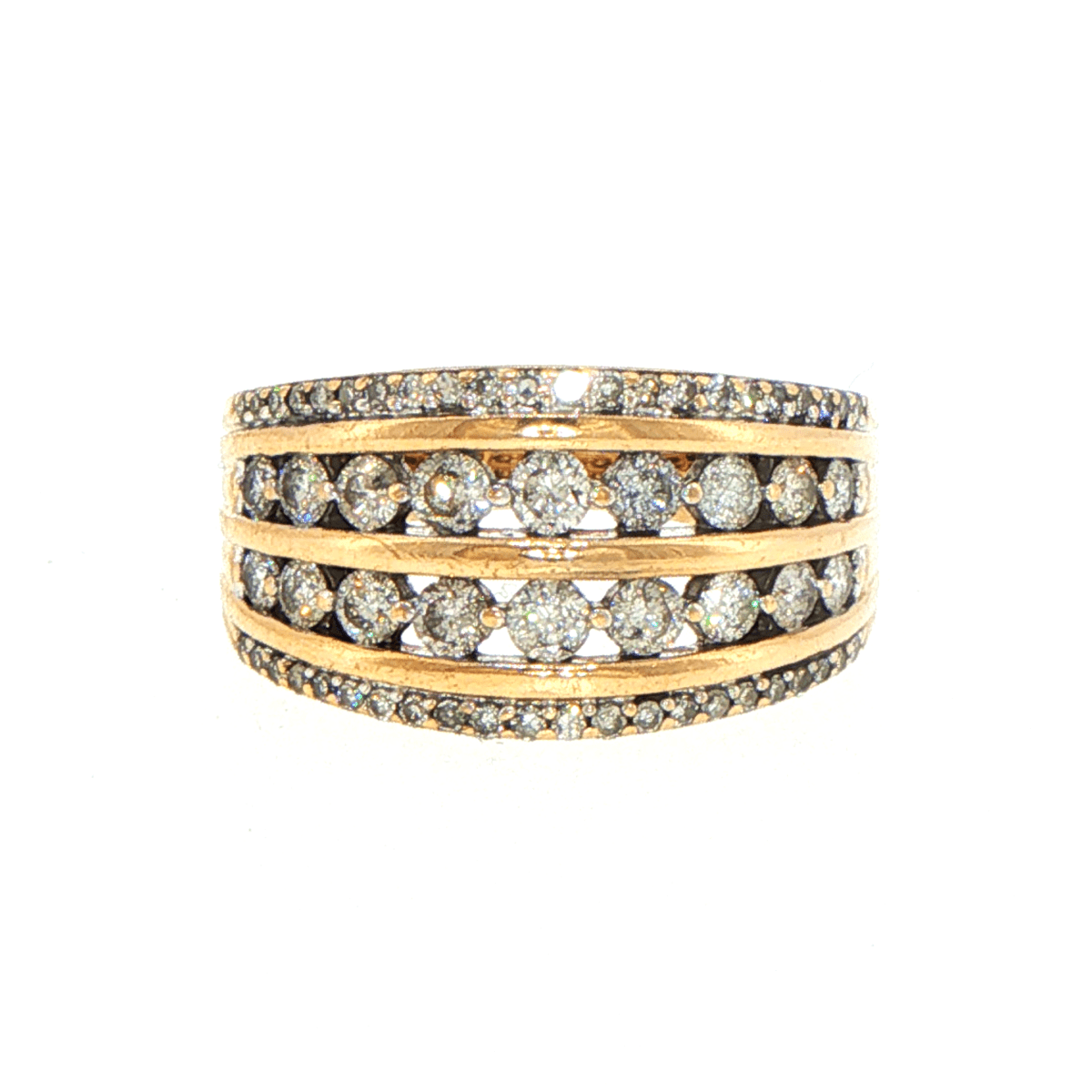10ct Yellow Gold Multi-Row Diamond Band Ring - Mega Cash Sydney