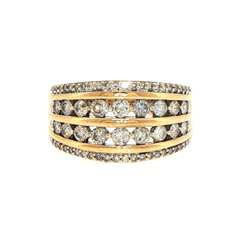10ct Yellow Gold Multi-Row Diamond Band Ring - Mega Cash Sydney