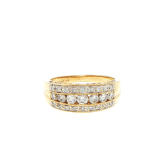 10ct Yellow Gold Multi-Row Diamond Milgrain Band Ring - Mega Cash Sydney